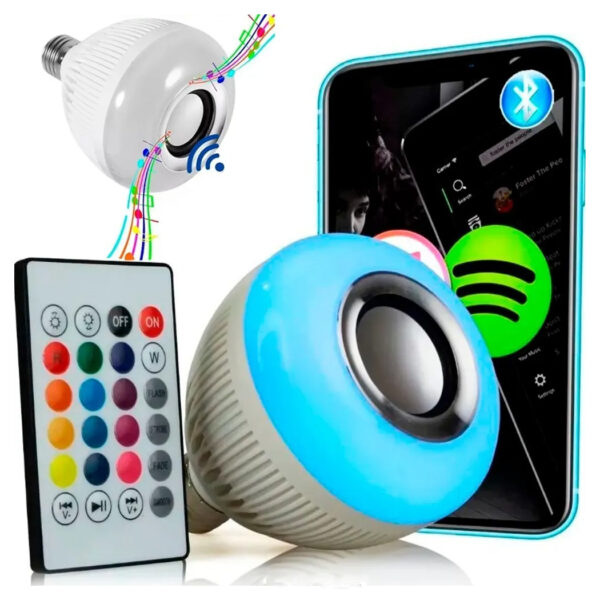 Lâmpada Musical Caixa Som 12w Bluetooth Luz Led RGB com Cont - Image 6