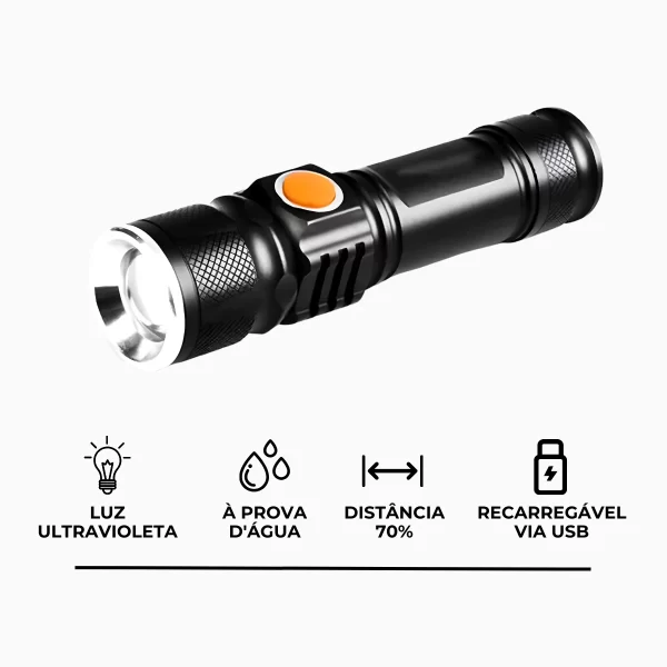 Lanterna Recarregável USB Luz Negra UV - Image 9