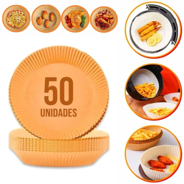 Forro de Papel Antiaderente Para Airfryer – 50 unidades - Image 2